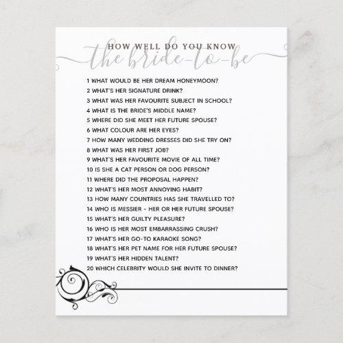 How Well Do you Know The Bride Bridal Shower Game
