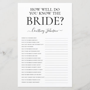 How Well Do You Know The Bride Bridal Shower Game
