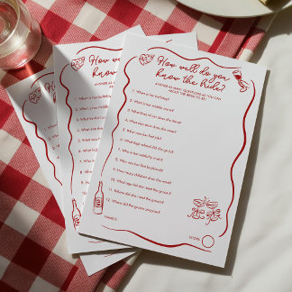 How Well Do You Know The Bride Bridal Shower Game Advice Card