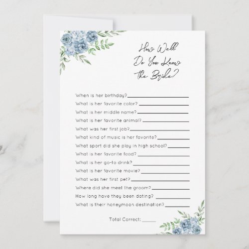 How Well Do You Know The Bride_ Bridal Shower Game Holiday Card
