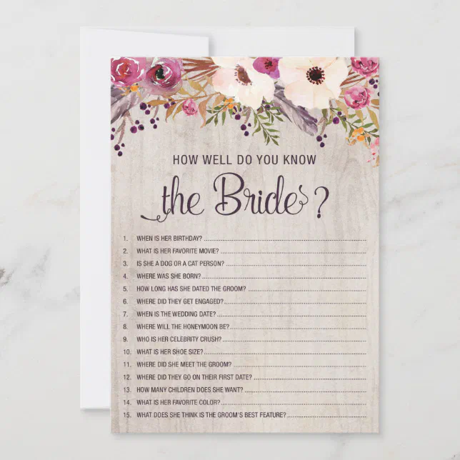 How Well Do You Know the Bride Bridal Shower Game Invitation | Zazzle