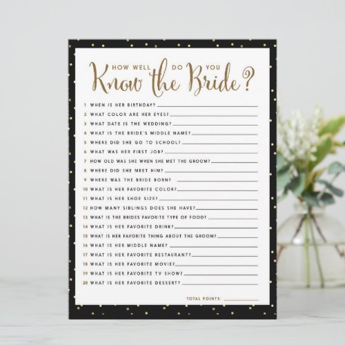 How well do you know the Bride Bridal Shower Game Invitation