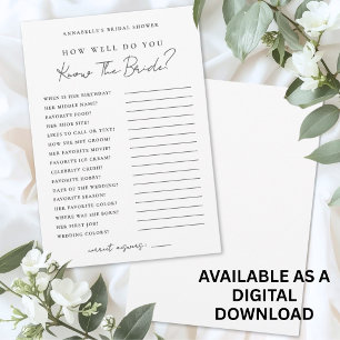 How Well Do You Know The Bride Bridal Shower Game Invitation