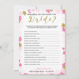 How well do you know the bride bridal shower game invitation | Zazzle