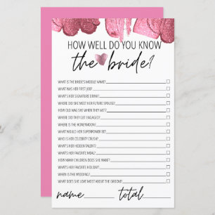 How Well Do You Know the Bride Bridal Shower Pink