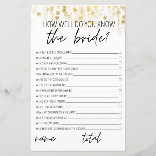 How Well Do You Know the Bride Bridal Shower Shiny