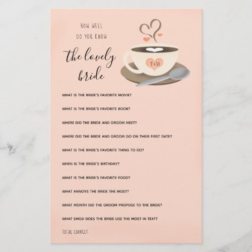 How Well Do You Know the Bride Coffee Bridal Game