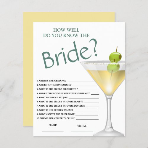 How well do You Know the Bride Elegant Bridal Game