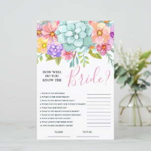 How well do you know the Bride Floral Bridal Game