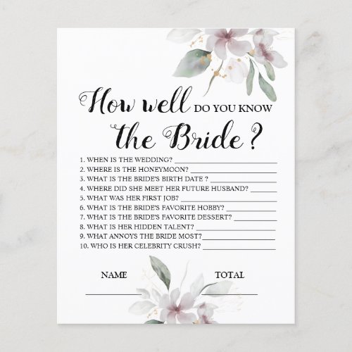 How well do you know the Bride Floral Bridal Game