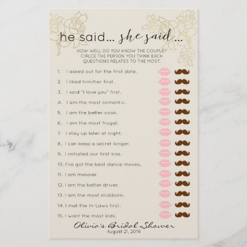 How Well Do You Know the Bride Game Bridal Shower Flyer