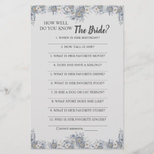 How Well Do You Know The Bride Game Card Flyer