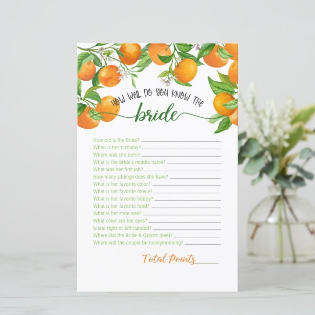 How Well Do You Know the Bride - Orange (Standing Front)