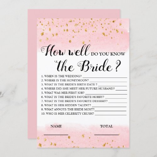 How well do you know the Bride Pink Bridal Game Invitation