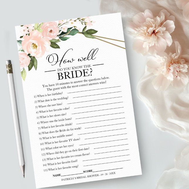 How Well Do You Know The Bride Pink Floral Game Flyer (Creator Uploaded)