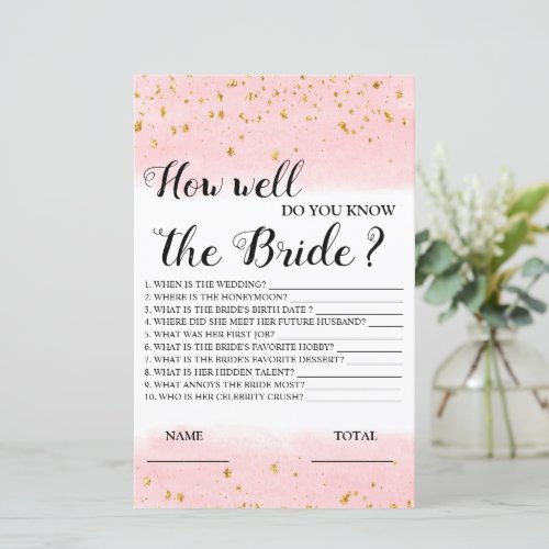 How well do you know the Bride Pink Gold Game