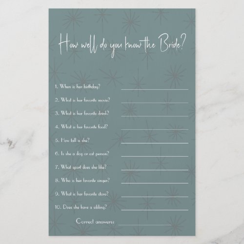 How well do you know the Bride Shower Game Flyer