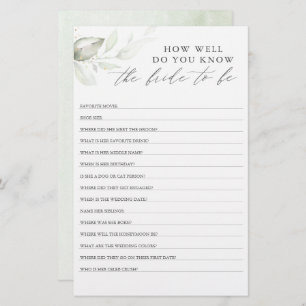 How Well Do You Know The Bride To Be Bridal Shower