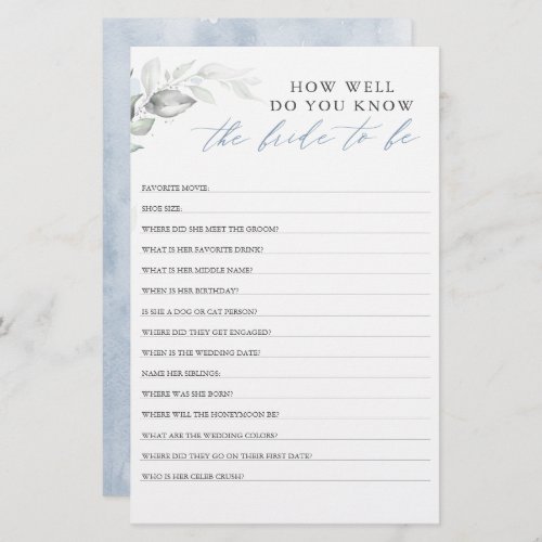 How Well Do You Know The Bride To Be Bridal Shower