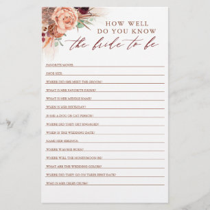 How Well Do You Know The Bride To Be Bridal Shower