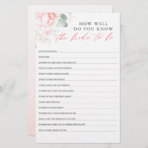 How Well Do You Know The Bride To Be Bridal Shower