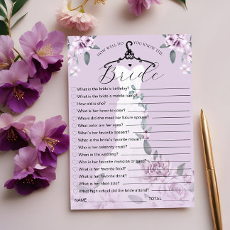How Well Do You Know the Bride Wedding Game Card