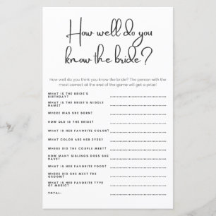How Well Do You Know the Bride Wedding Shower Game