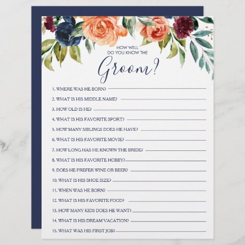 How Well Do You Know the Groom Bridal Shower Game