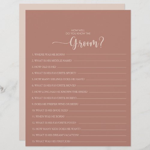 How Well Do You Know the Groom Bridal Shower Game