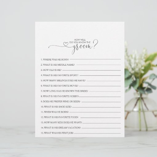 How Well Do You Know the Groom Bridal Shower Game | Zazzle