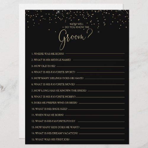 How Well Do You Know the Groom Bridal Shower Game