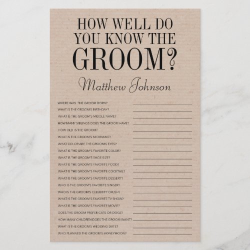 How Well Do You Know The Groom Rustic LGBTQ