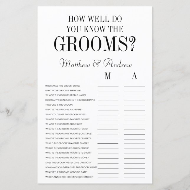 How Well Do You Know The Grooms LGBTQ (Front)