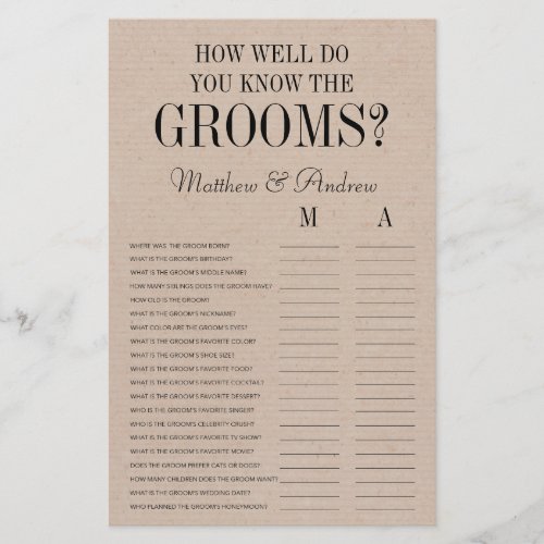 How Well Do You Know The Grooms Rustic LGBTQ