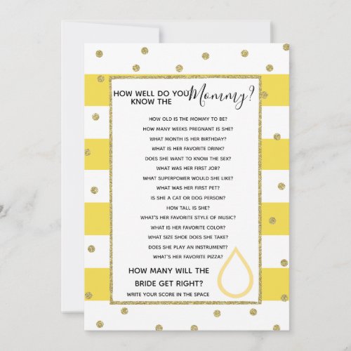 how well do you know the mommy baby shower game invitation