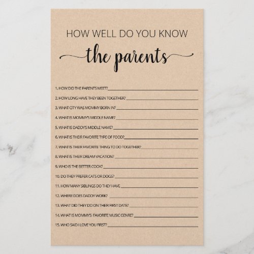 How well do you know the Parents party game