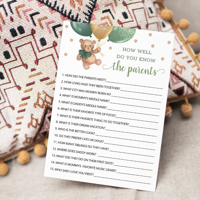 How Well Do You Know The Parents Teddy Bear Card (Creator Uploaded)
