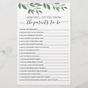 How well do you know the Parents-to-be Baby Shower