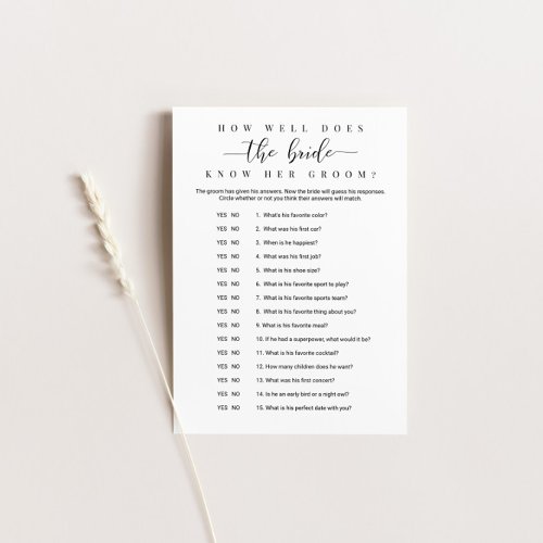 How Well Does the Bride Know Her Groom Game Invitation