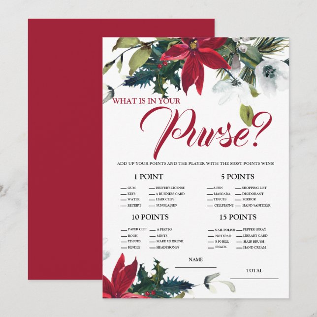 How well know Bride Poinsettia Bridal Shower Game Invitation (Front/Back)
