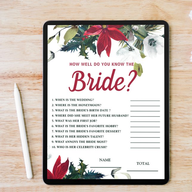 How well know Bride Poinsettia Bridal Shower Game Invitation (Creator Uploaded)