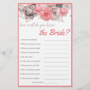 How Well Know the Bride? Bridal Shower Game Flyer
