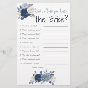 How Well Know the Bride? Bridal Shower Game Flyer
