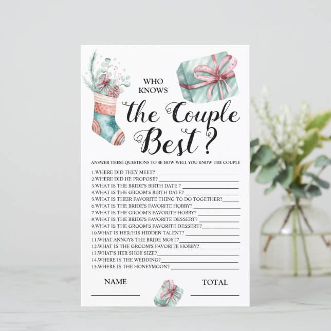How well know the Bride Christmas Bridal Game (Standing Front)