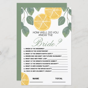 How well know the Bride Floral Bridal Game Lemon