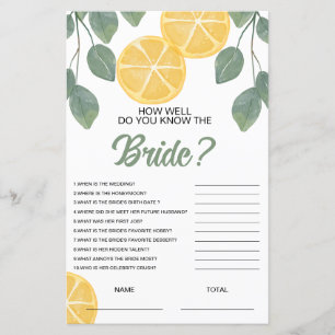 How well know the Bride Floral Bridal Game Lemon