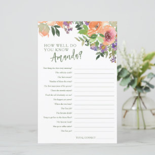 How Well Know the Bride Orange Floral Shower Game
