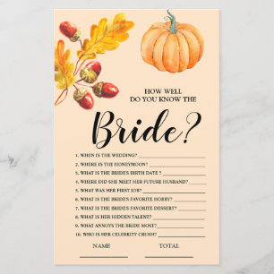 How well you know Bride Fall Pumpkin Bridal Game