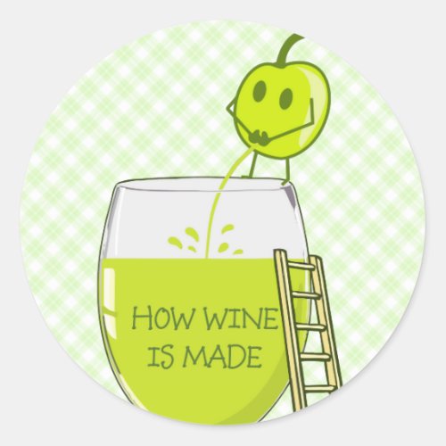 How Wine is Made Funny Illustration Classic Round Sticker