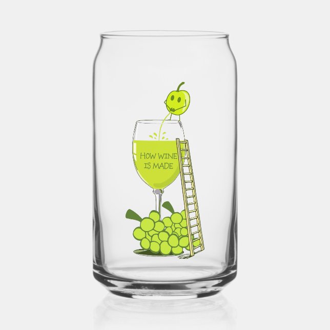 How Wine is Made Funny Illustration Green Can Glass (Front)